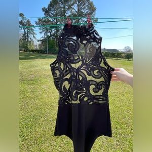 TOPIA black mesh tank bodysuit